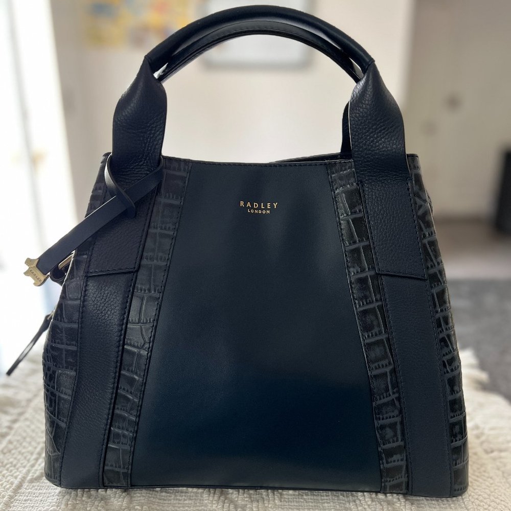 Radley London Baylis Road Faux Croc Medium Multiway Grab - Navy Blue- Never used